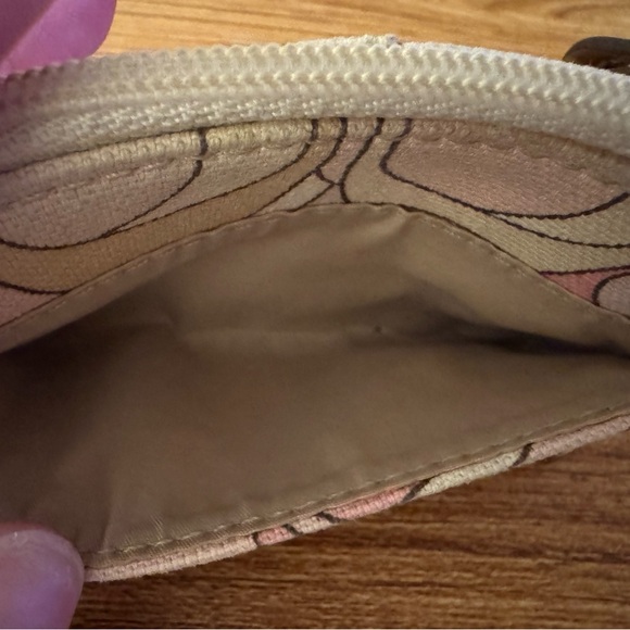 Coach Y2K Pink Optic Print Canvas And Leather Small Keychain Wallet With Zipper - Picture 6 of 10